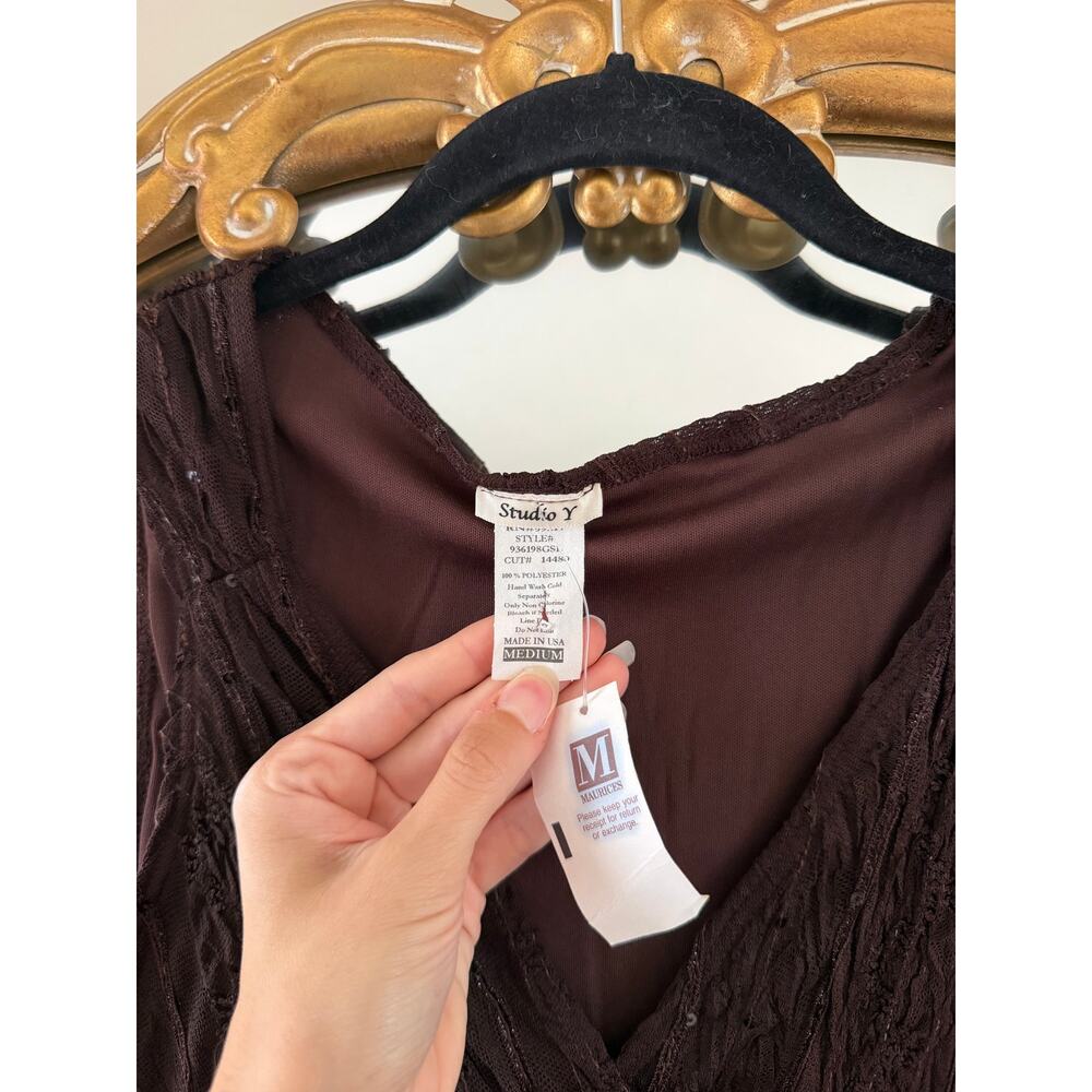 Vintage Y2K NWT Studio Y Brown Sequin Tank Top - Picture 3 of 9